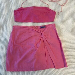 Edikted Pink Twist-Front Mini Skirt Set